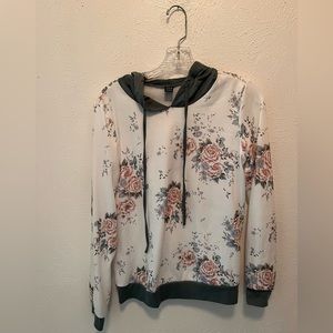 Floral hoodie with mint green accents. SHEIN. Size small.